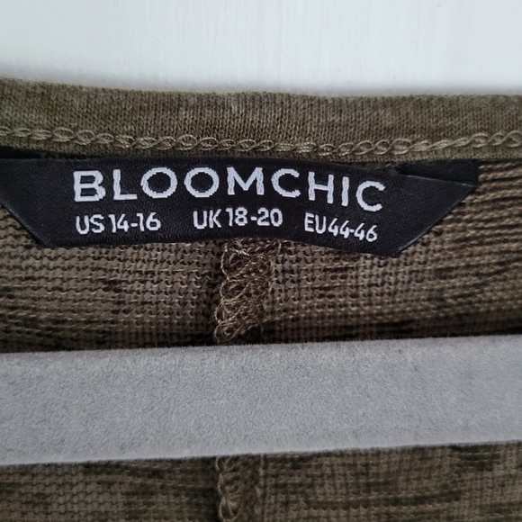 Bloomchic Dark Olive Green Burnout V Neck Tee - Picture 5 of 8